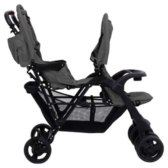 Tweeling kinderwagen tandem staal donkergrijs 4
