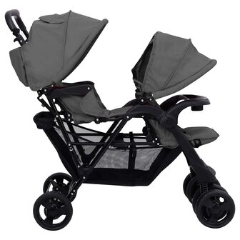 Tweeling kinderwagen tandem staal donkergrijs 5