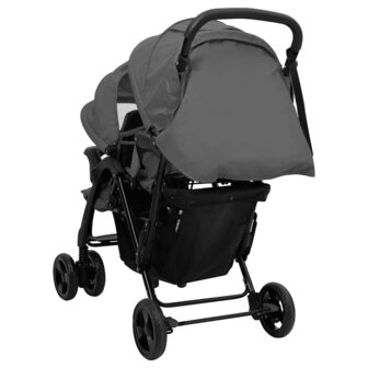 Tweeling kinderwagen tandem staal donkergrijs 6