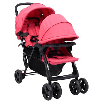 Tweeling kinderwagen tandem staal rood 1
