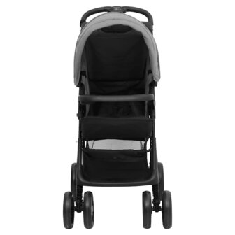 Kinderwagen 2-in-1 staal lichtgrijs en zwart 3