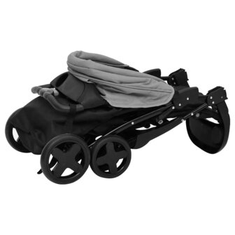 Kinderwagen 2-in-1 staal lichtgrijs en zwart 8