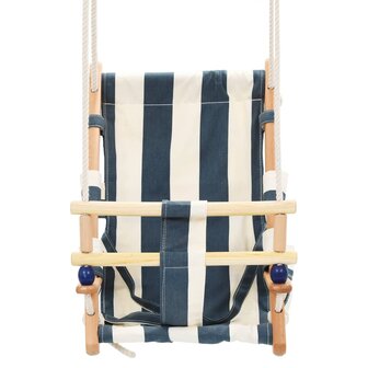 Babyschommel met veiligheidsgordel katoen hout blauw 3