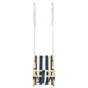 Babyschommel met veiligheidsgordel katoen hout blauw 6