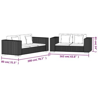 2-zits en 3-zits bankstel rattan 8