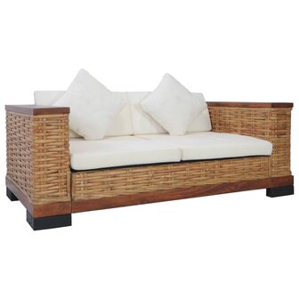 2-delig Bankstel met kussens natuurlijk rattan bruin 2