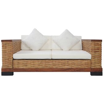 3-delig Bankstel met kussens natuurlijk rattan bruin 7