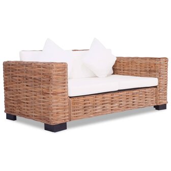 2-delig Bankstel met kussens natuurlijk rattan  2