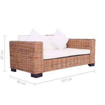 2-delig Bankstel met kussens natuurlijk rattan  9