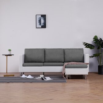 Driezitsbank met kussens kunstleer wit 1
