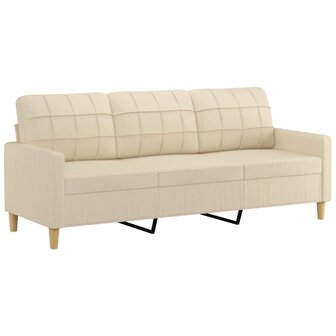 Driezitsbank met sierkussens 180 cm stof cr&egrave;mekleurig 4