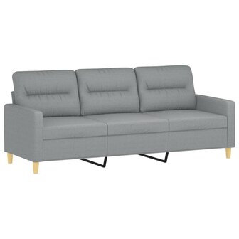 Driezitsbank met sierkussens 180 cm stof lichtgrijs 4