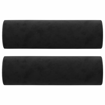 Driezitsbank met sierkussens 180 cm fluweel zwart 5