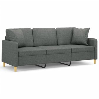 Driezitsbank met sierkussens 180 cm stof donkergrijs 2