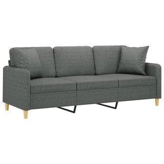 Driezitsbank met sierkussens 180 cm stof donkergrijs 3