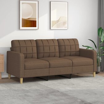Driezitsbank 180 cm stof bruin 1