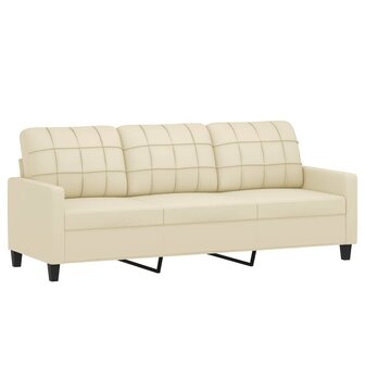 Driezitsbank 180 cm kunstleer cr&egrave;mekleurig 2