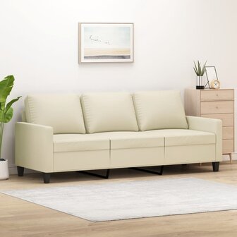 Driezitsbank 180 cm kunstleer cr&egrave;mekleurig 1