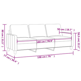 Driezitsbank 180 cm stof donkergrijs 8