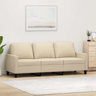 Driezitsbank 180 cm stof cr&egrave;mekleurig 1