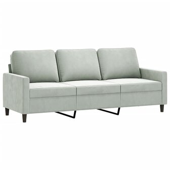 Driezitsbank 180 cm fluweel lichtgrijs 2