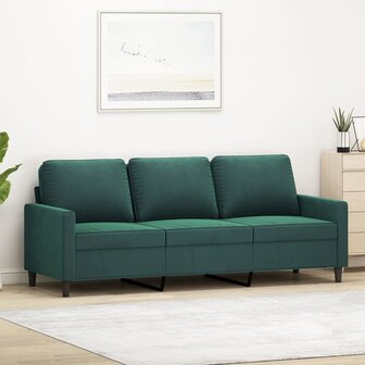 Driezitsbank 180 cm fluweel donkergroen 1