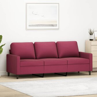 Driezitsbank 180 cm fluweel wijnrood 1