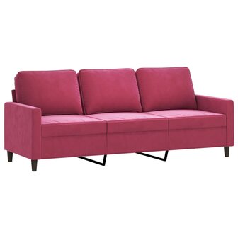 Driezitsbank 180 cm fluweel wijnrood 2