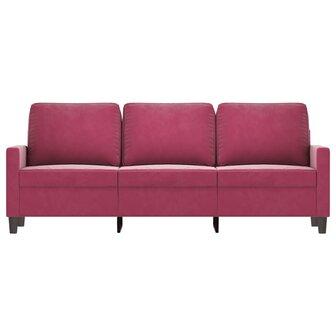 Driezitsbank 180 cm fluweel wijnrood 3