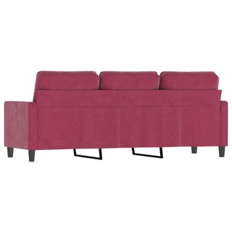 Driezitsbank 180 cm fluweel wijnrood 5