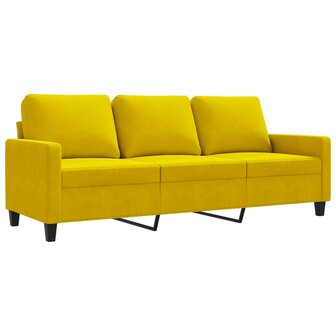 Driezitsbank 180 cm fluweel geel 2