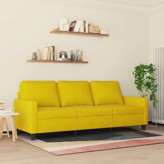 Driezitsbank 180 cm fluweel geel 3