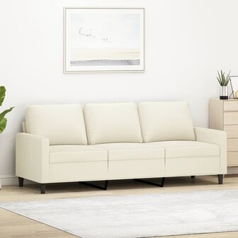 Driezitsbank 180 cm fluweel cr&egrave;mekleurig 1