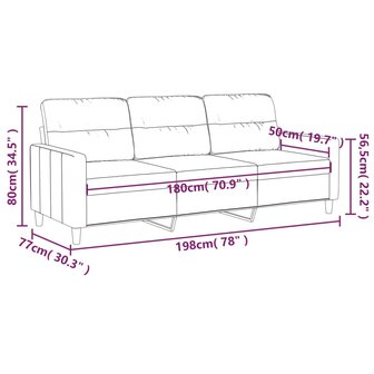 Driezitsbank 180 cm stof lichtgrijs 8