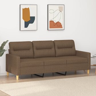Driezitsbank 180 cm stof bruin 1