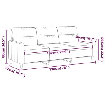 Driezitsbank 180 cm stof bruin 8