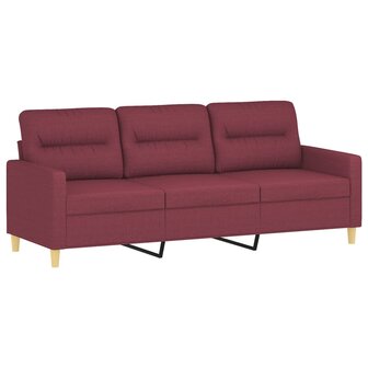 Driezitsbank 180 cm stof wijnrood 2