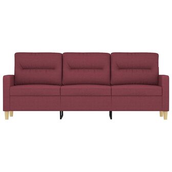 Driezitsbank 180 cm stof wijnrood 3