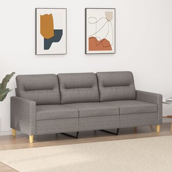 Driezitsbank 180 cm stof taupe 1