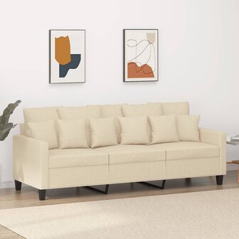 Driezitsbank 180 cm stof cr&egrave;mekleurig 1