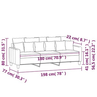 Driezitsbank 180 cm stof cr&egrave;mekleurig 8