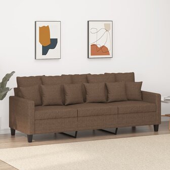 Driezitsbank 180 cm stof bruin 1