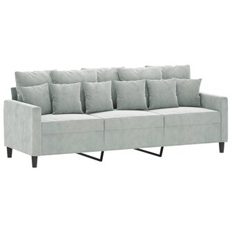Driezitsbank 180 cm fluweel lichtgrijs 2