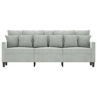 Driezitsbank 180 cm fluweel lichtgrijs 3
