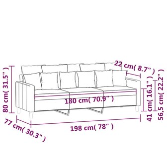 Driezitsbank 180 cm fluweel donkergrijs 8