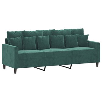 Driezitsbank 180 cm fluweel donkergroen 2