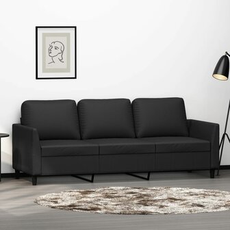 Driezitsbank 180 cm kunstleer zwart 1