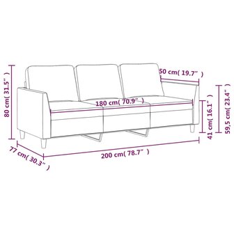 Driezitsbank 180 cm kunstleer grijs 8