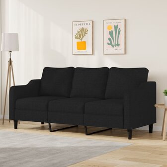 Driezitsbank 180 cm stof zwart 1