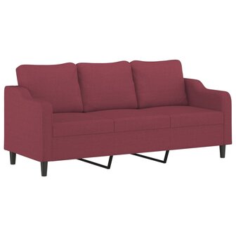 Driezitsbank 180 cm stof wijnrood 2